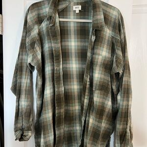 BKE Olive & Cream Flannel with Blue Accents
